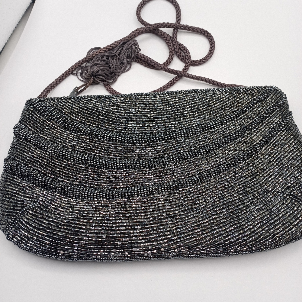Beaded Gray/Blue Handbag